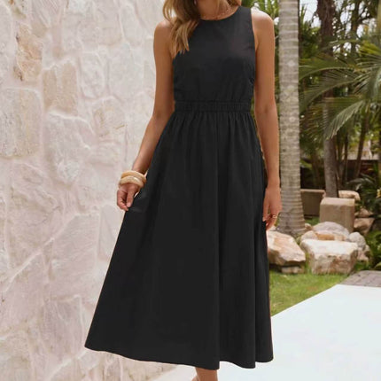 Summer Sexy Backless Dress Comment Short Sleeve