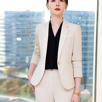Novelty Wine Red Formal Women Business Suits with Skirt and Jackets Coat Ladies Office Professional Blazers Spring OL Styles