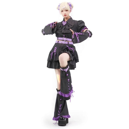 2024 Denim Sweetheart Y2k Set Japanese Kawaii Lolita Women Campus Style Dress Sets Black Harajuku Four-piece Mini Skirts Sets