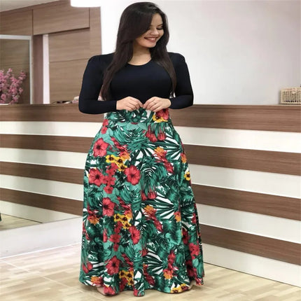 Dress Women Summer bohemain digital printing color matching round neck short sleeve hot style Dresses Casual Vestidos YRW6881
