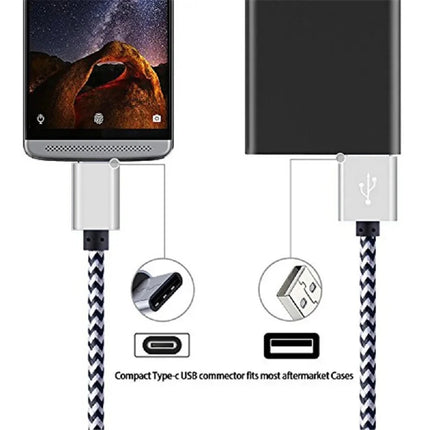 USB USB-C Cable 2.4A Fast Charging Battery Charger Wire Woven Nylon Data Cable Mobile Phone Charger For Huawei - product imag