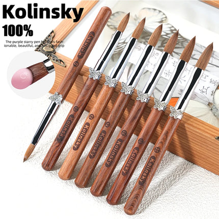 100% Pure Kolinsky Acrylic Brush UV Gel Carving Nail Brush Sandalwool Handle Zircon Butterfly Manicuring Nail Tool Size 2#-20#