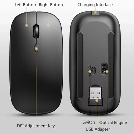 Rechargeable Wireless Mouse Bluetooth-compatible 2.4GHz Dual Modes Computer Mice with Nano Receiver for PC Laptop - product i