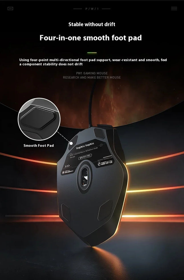 Inphic Pw1 Kabelgebundene Maus RGB Stumm Gaming Esports Büro USB Desktop Laptop Büro Multi-Szenen Komfortables Gefühl Hochwertiges Aussehen