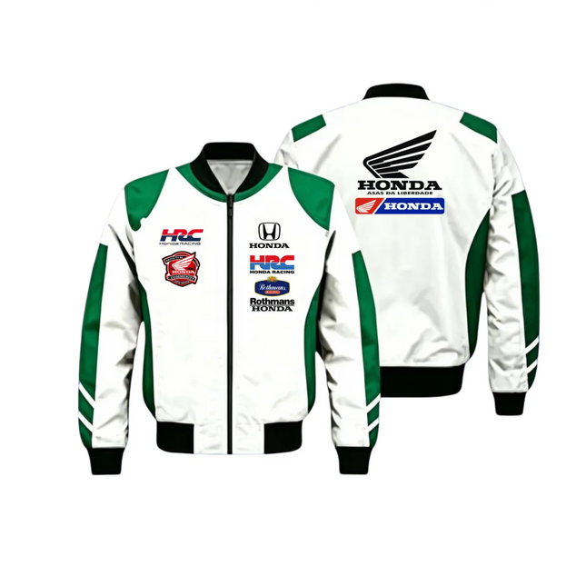 HRC HONDA Motorrad Rennjacke für Herren und Damen Stehkragen Durchgehender Reißverschluss Winddichte Motorradfahrer Freizeit Sportjacke