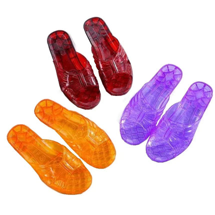 New Simple Transparent PVC Crystal Slippers Anti Slip Low-heel Slides Sandals Beachwear Shoes Flats Slippers Women Summer