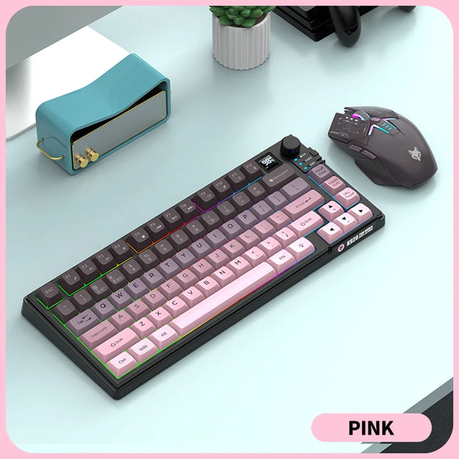 Premium Dual-Modes 2.4G+Bluetooth Keyboard Mouse Combo Rechargeable Keyboard With Display Screen & Knob For PC - product imag