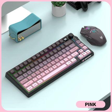 Premium Dual-Modes 2.4G+Bluetooth Keyboard Mouse Combo Rechargeable Keyboard With Display Screen & Knob For PC - product imag