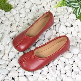 Fashion Soft Leather Split Toe Women Tabi Ballet Flats Spring Autumn Comfortable Walking Lazy Loafers Casual Girls Dance Shoes