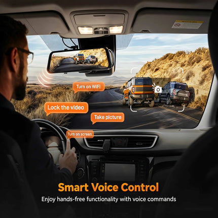 10'' 4K Mirror Dash Cam with 4K Backup Camera Dash Cam Front and Rear for Car with Voice Control WIFI GPS ADAS Night Vision