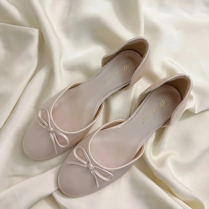 2026 New Style Fashion Mary Jane Shoes - Women's Hollow Inner Heighted Bowknot Low-cut Single Shoes