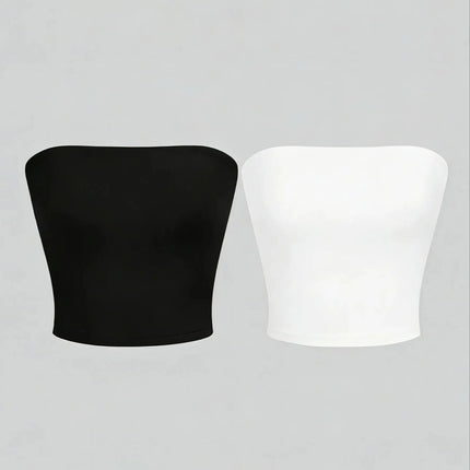 Two Women's Strapless Blouses, Sleeveless Backless Halter-Neck Summer Sexy Short-Sleeved Blouses