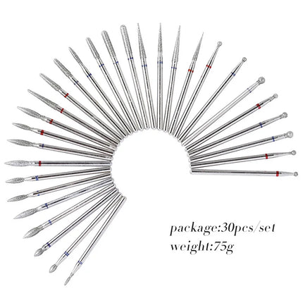 Nail Drill Bits Set 30pcs/box  Alloy Nail Drill Accessories Diamond Grinding Dead Skin Armor Removal Tool Set