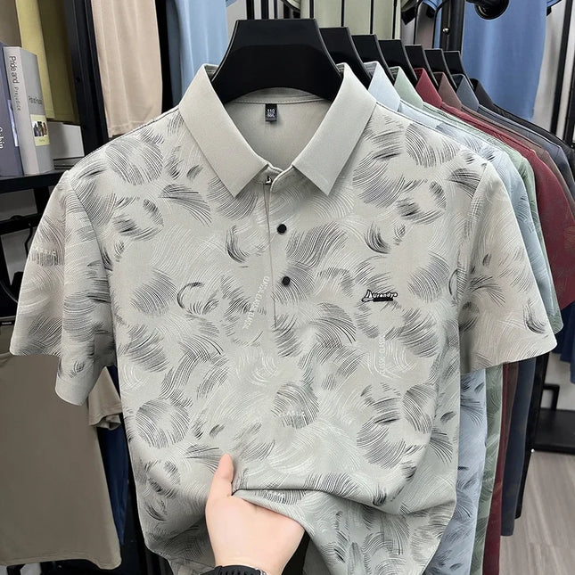 Camisas Polo de Manga Corta Estampadas de Plumas para Hombre, Tops Clásicos Informales Suaves, Cómodos y Transpirables