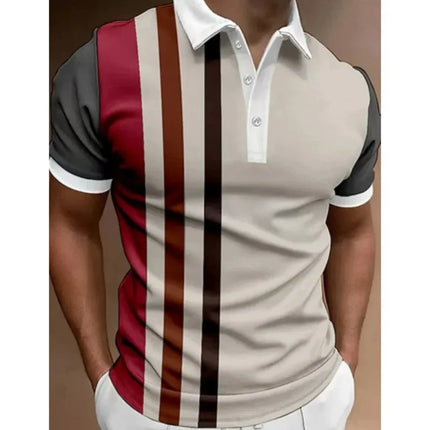 Men's Polo Shirts And short-sleeved Sport Pullovers With Buttons And collars, Summer Casual Striped Button Collar Trend T-shirts