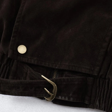 Jackets for Man Streetwear American Workwear Jacket Solid Color Stand Collar Asymmetrical Zipper Design Autumn Clean Fit Fashion