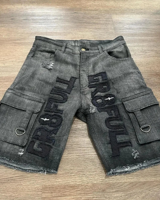 2025 Sommer Neue Mode Oversized Print Casual Denim Shorts Herren Y2K Harajuku Vintage Hip Hop Casual Joker Paar Hosen