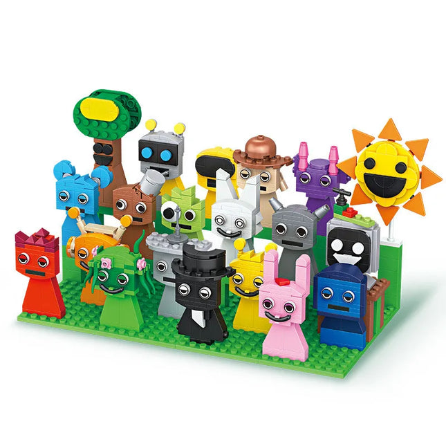 9pcs MOC Figures Building Blocks Set Horror Game Figure Bricks Toys for Kid Xmas Easter Gift Music Box