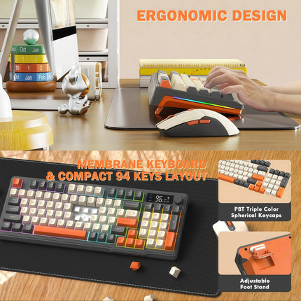 Freewolf T96 Gaming Wireless Keyboard And Mouse Supports Dual-mode Bluetooth Connectivity Compatible With Pc And - product im