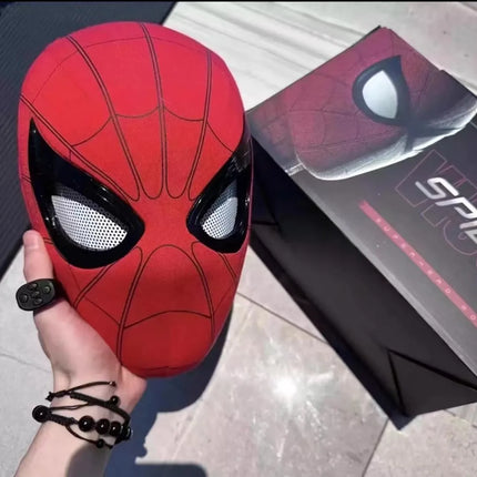 2026 Popular Breathable Spider Man Headset with Chin Operable Blink Touch Glowing Mask Miles Halloween Cosplay Boys Headgear Toy