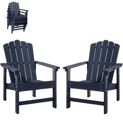 Set of 2 Stackable HDPE Adirondack Chair, Durable Weather Resistant Low Maintenance Poly Seating for Outdoor & Patio, Custom