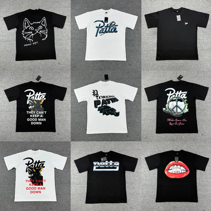 New Patta Tee Short Sleeve Men's Women's Loose Fashion Letter Print Pattern T-shirt High Quality Cotton PATTA Tops