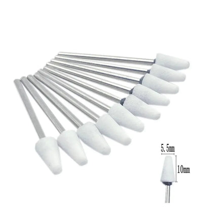 10pcs/set Corundum Nail Drill Bits 3/32" Rotary Ceramic Stone Burr Cutters for Manicure Nails Accessories Tool