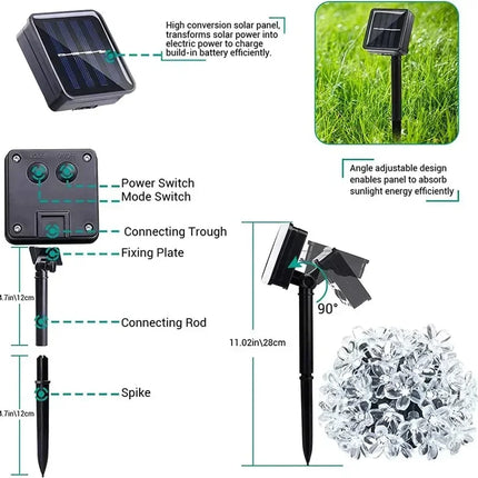Solar Cherry Garden Blossom Flower Lights Garlands String Lights Solar Outdoor Waterproof Lawn Pathway Christmas Decoration Lamp