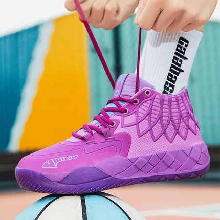 Men's Platform Sneakers Anti-Slip Thick Sole High Top Lace-up Running Basketball Shoes Knitted Fabric Sports Shoes Male Trainers