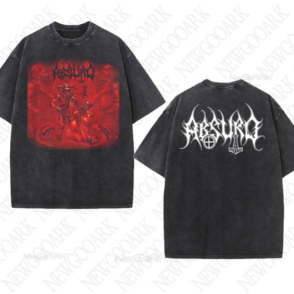 Black Metal Absurd Washed T Shirt Band Gothic Gift Mens Clothing Graphic Vintage Hip Hop T-shirt Streetwear Tees Short Sleeve