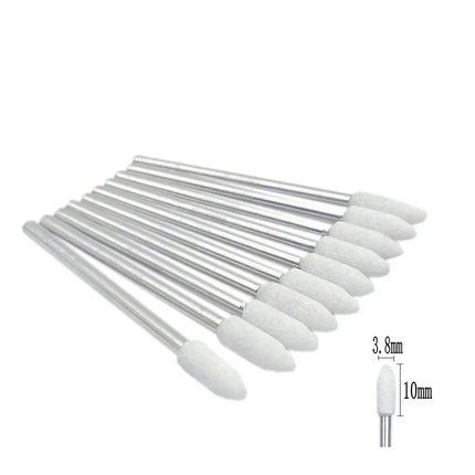 10pcs/set Corundum Nail Drill Bits 3/32" Rotary Ceramic Stone Burr Cutters for Manicure Nails Accessories Tool
