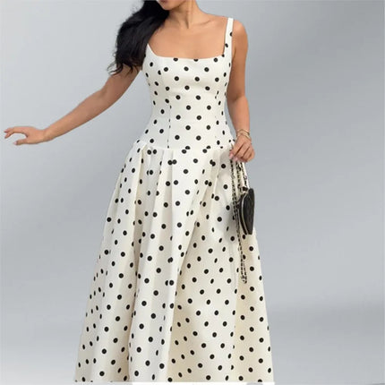 Dresses 2025 Woman White Polka Dot Waist-hugging Sexy Suspender Dress Trendy Simple Style Casual Commuting Fashion Vestidos Chic