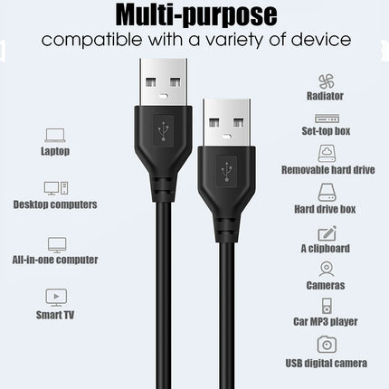 USB Male To USB Male Dual USB2.0 Extension Cable For Radiator Hard Disk Webcom Camera Laptop USB Date Transmission Extender Cord