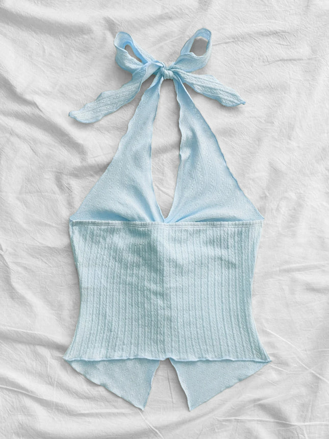 Sexy V-neck Halter Neck Crop Top for Women Summer Sleeveless Solid Split Backless Top Y2K Clothes - product image 2
