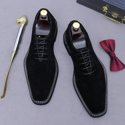 Men Suede Oxford Wedding Dress Party Shoes Brown Black Genuine Leather Casual Handmade Footwear For Men