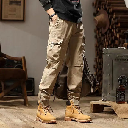 New Spring Autumn Men's Casual Pants Retro Loose Cuffed Trouser Male Fashion Brand Harem Pants Outdoor Cargo Tactics Long Pants