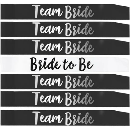 7pc/set Team Bride Satin Sash Set - Sophisticated & Fun Party Favors for Bachelorette Party, Bridal Shower Wedding Party