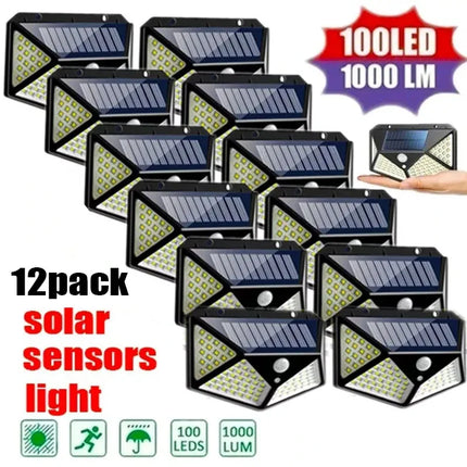 12Pack Outdoor Solar Lights 3 Modes Motion Sensor Lights Waterproof Wall Lights for Backyard Garden Patio Yard Garage Deck Porch