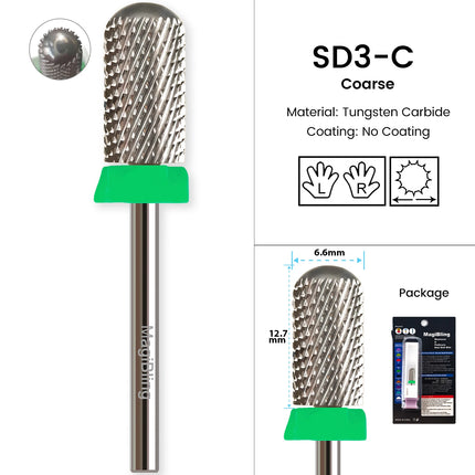Gold Carbide Nail Drill Bits Milling Cutter Large Barrel Pro Reversed Durable Granding Polishing Tools Accessories 4XC