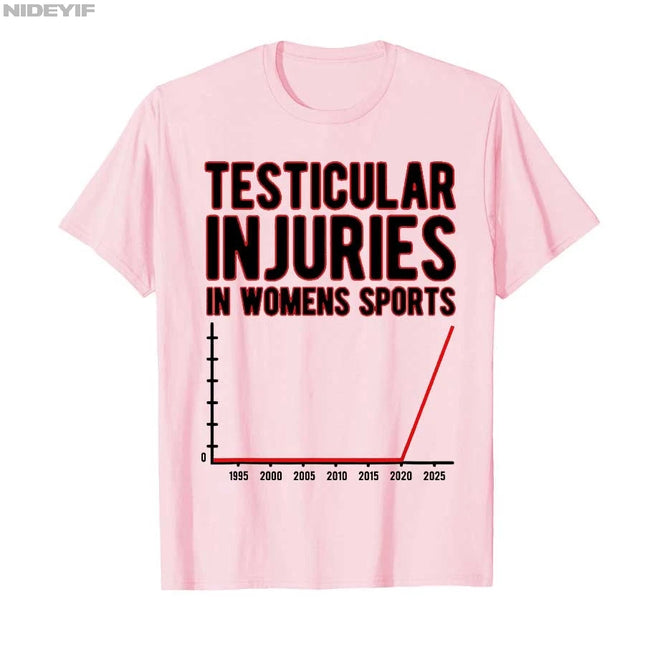 Lesiones Testiculares en Deportes Femeninos, Camiseta de Humor Adulto Imponible Para Hombres Mujeres, 100% Algodón, Camisetas de Manga Corta P817
