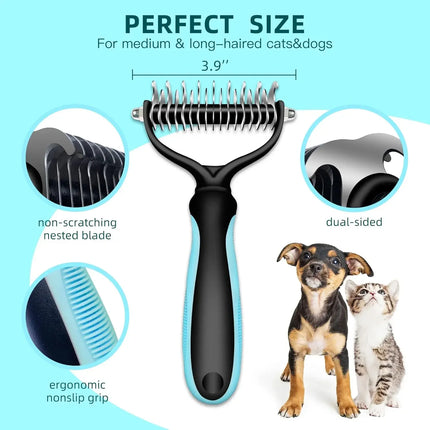 Cat Hair Removal Comb Dog Hair Removal Brush Stainless Steel Double Sided Pet Grooming Brush Removing Tangles Cat - product i