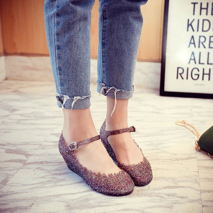 Slope heel sandals 2025 summer hollow out women's shoes hole shoes thick soled jelly shoes women's sandals