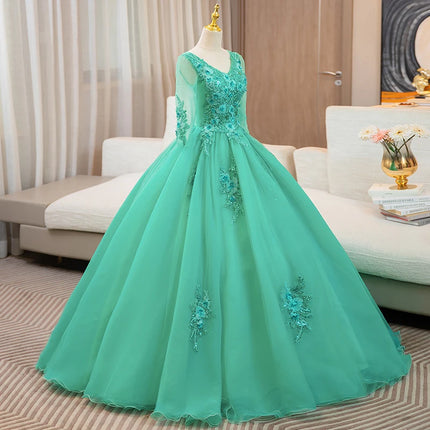 Customized Fashion Ball Gown Quinceanera Dresses V Neck Appliques Prom Birthday Party Gowns Formal Vestido De Anos Sweet 16