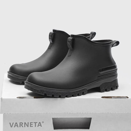 Hot Sale Men's Rain Shoes Non Slip Waterproof Kitchen Boots PVC Fashion Durable Couple Shoes Round Head Slip on Men Boots Summer