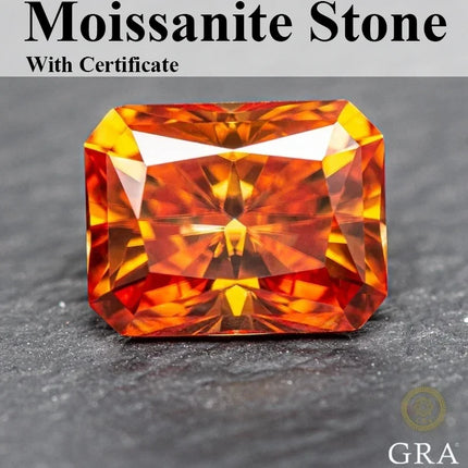Moissanite Radiant Cut Orange Color Gemstone for Jewel Making DIY Ring Necklace Earrings Main Materials with Certificate