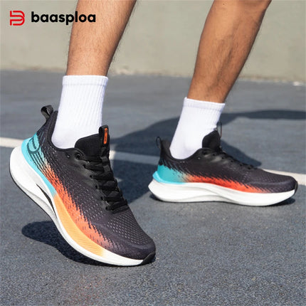 Baasploa Men Running Shoes Professional Training Women Carbon Plate Mesh Breathable Sneakers Male Lightweight Unisex Sport Shoes
