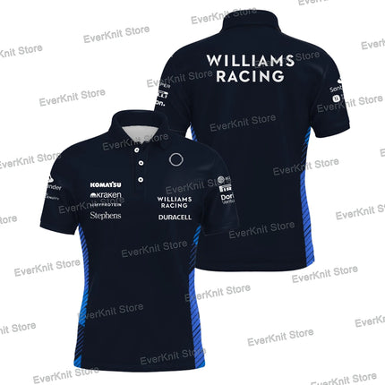 Men's Carlos Sainz 55 Navy Williams Racing Polo Shirt Alex Albon 23 Driver Sports Breathable T-Shirt Daily Casual Plus Size Polo