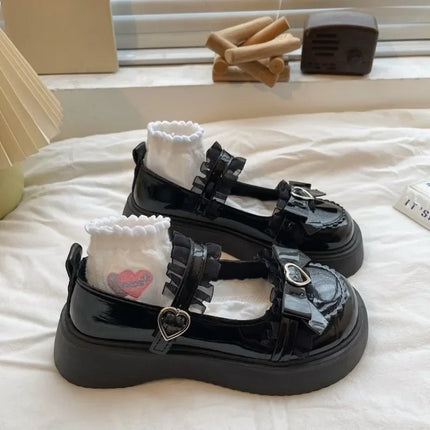 New Fashion Buckle Women's Pumps Spring Autumn Mary Jane Solid Butterfly Knot Platform Casual Round Toe Ladies Shoes