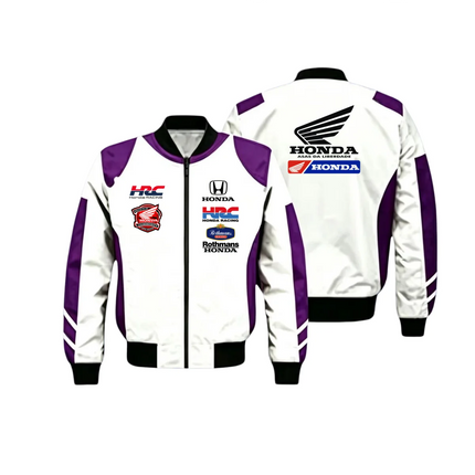 HRC HONDA Motorcycle Racing Men's and Women's Jacket Stand up Collar Full Zipper Windproof Motorcycle Rider Casual Sports Coat