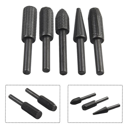 5Pcs Complete models Double Cut Rotary Rasp File Set 6mm Shank Super Hard Steel File For Woodworking Metal Grinding